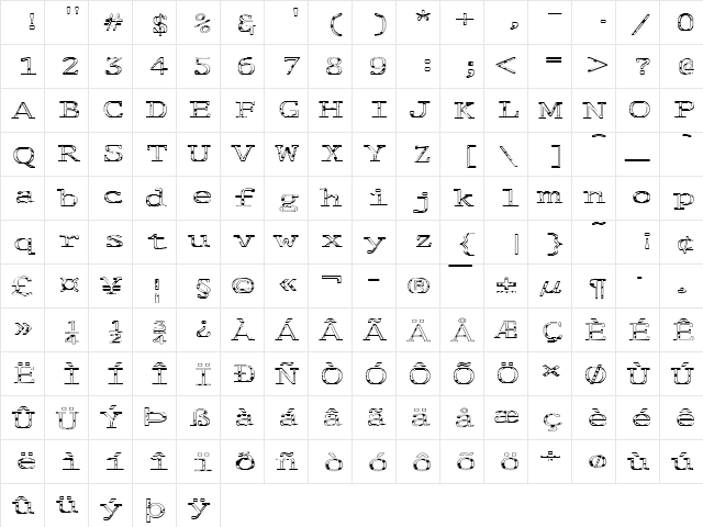 FZ DIGITAL 1 SPOTTED EX Normal font glyphpreview