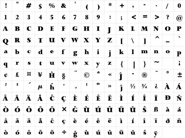 Lapidary333 Blk BT Eo Black font glyphpreview