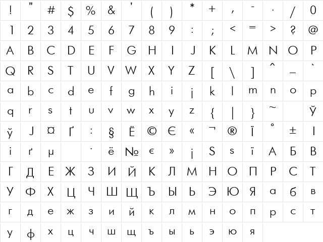 ft72 Cyrillic font glyphpreview