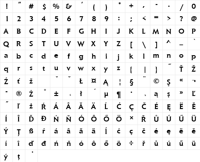 ElanItcTEEMed Regular font glyphpreview