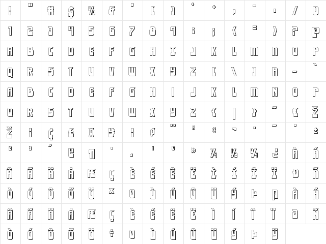 Eldebaran 3D Regular font glyphpreview