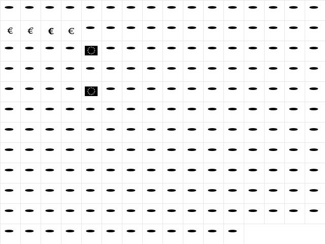 Scala Euro font glyphpreview