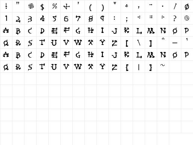 Castro Regular font glyphpreview