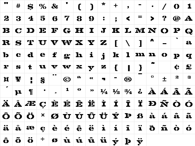 VoltaSteDBol Regular font glyphpreview