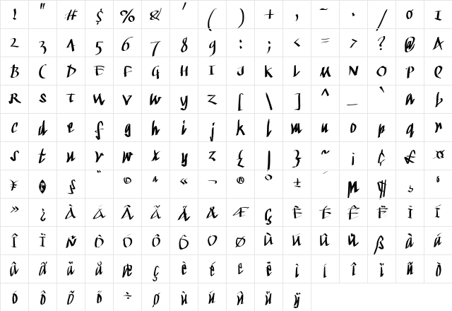 KleinKallig Regular font glyphpreview