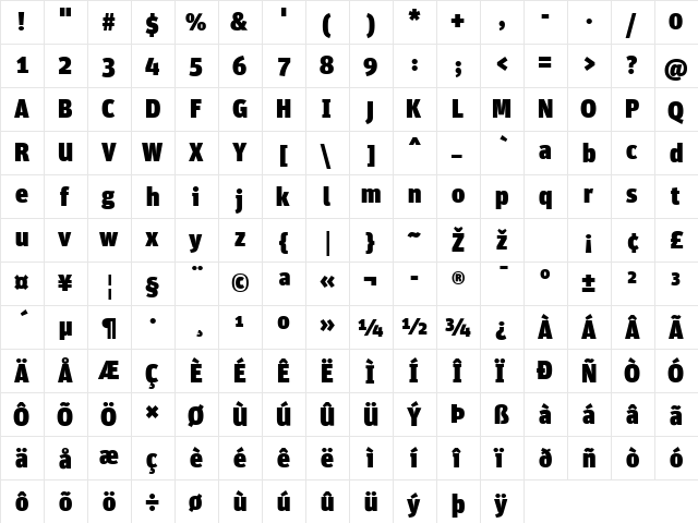 Unit-UltraTF Regular font glyphpreview