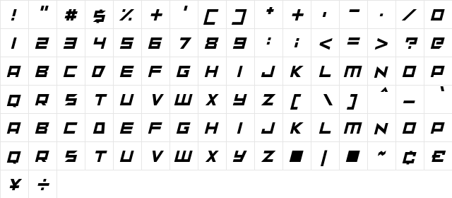 sunspire Italic font glyphpreview