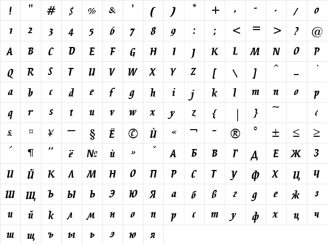 Breeze Bold font glyphpreview