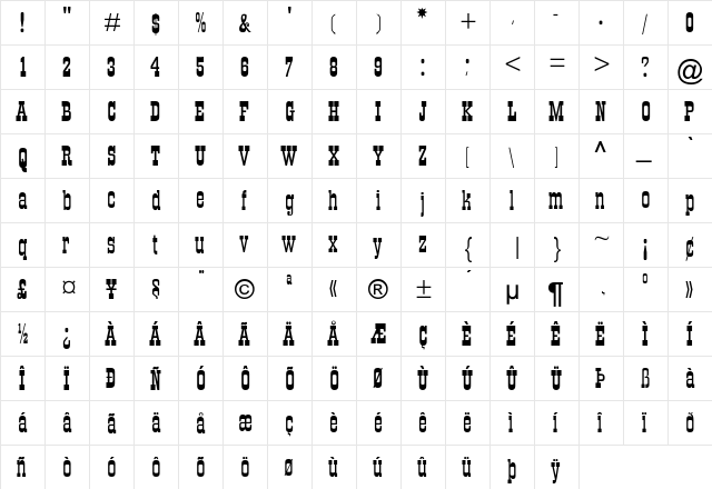 MFigaro Regular font glyphpreview