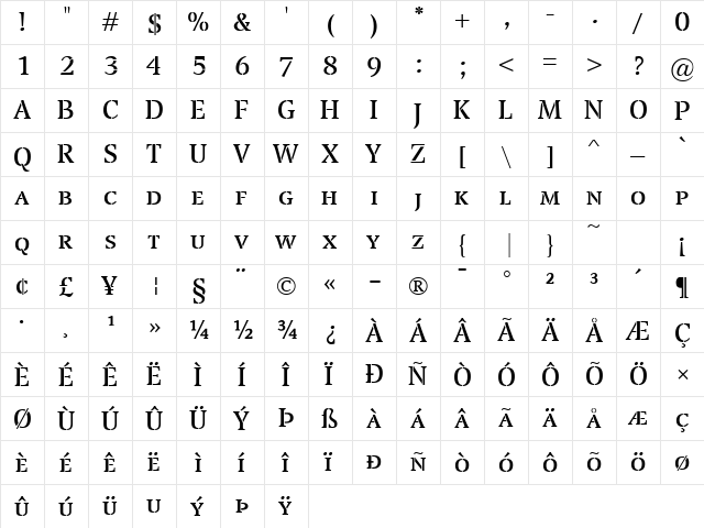 Transport SmallCaps Regular font glyphpreview