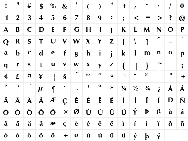 Omichron Bold Regular font glyphpreview