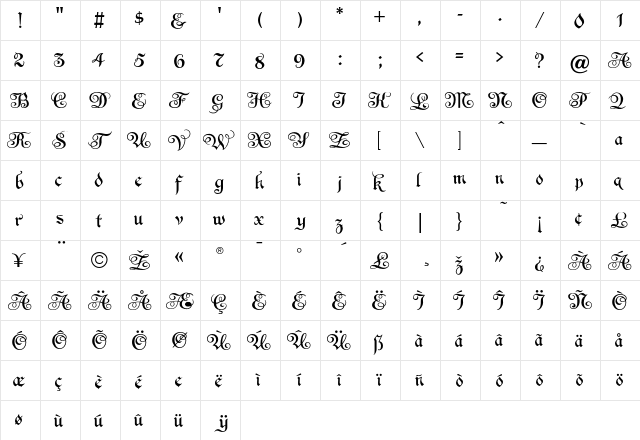 Espania Regular font glyphpreview