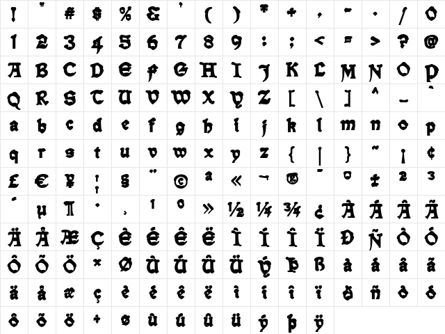 Snowgoose Back Regular font glyphpreview