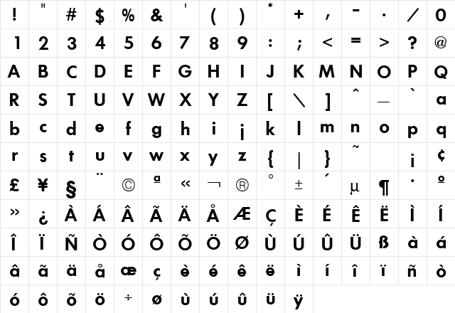 Futura ICG Demi font glyphpreview