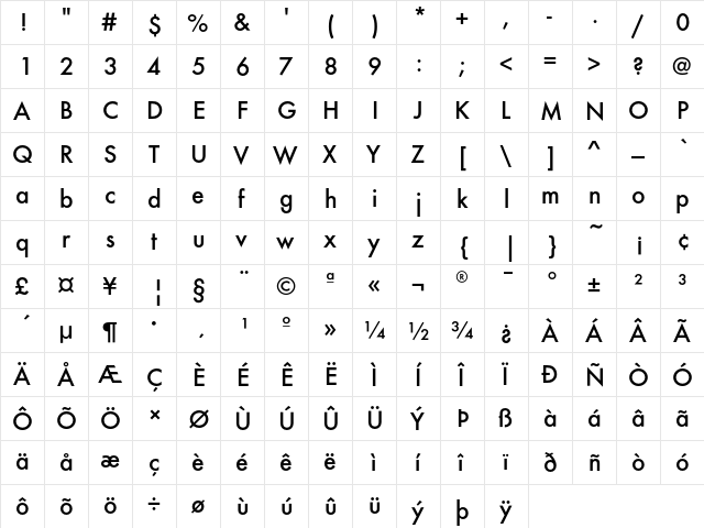 FuturaEF Medium font glyphpreview