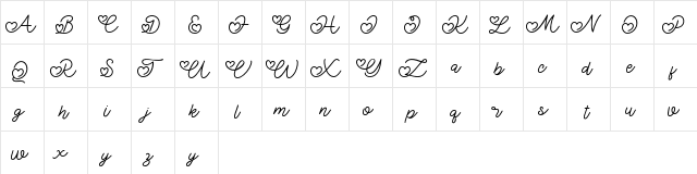 Lovely Valentine Regular font glyphpreview