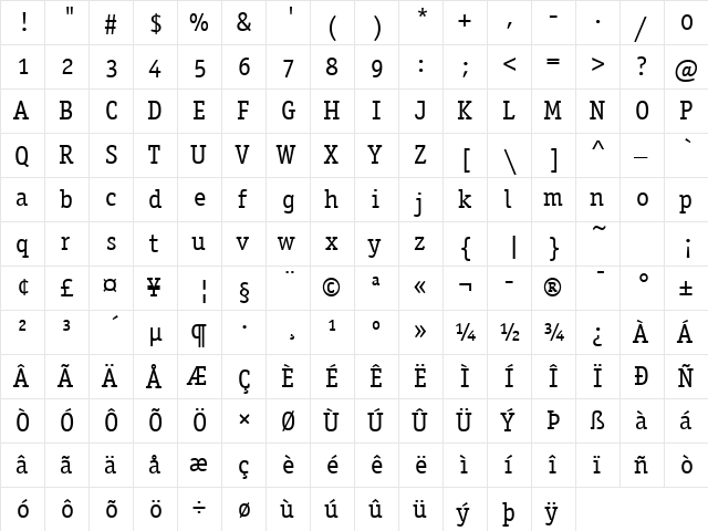 Officina Serif OS ITC TT Book font glyphpreview