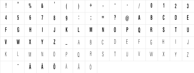 Silent Hell of Cheryl Condense Regular font glyphpreview