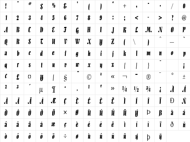 Aloe-Condensed Normal font glyphpreview