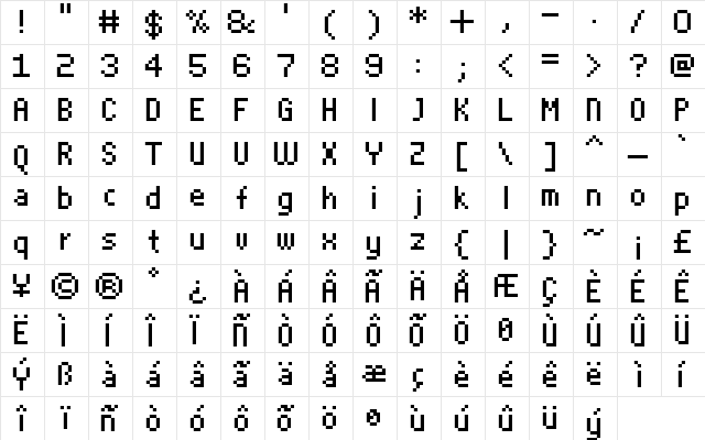 FFF Aquarius Condensed Regular font glyphpreview