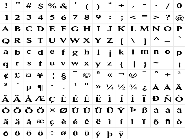 FZ ROMAN 31 EX Normal font glyphpreview
