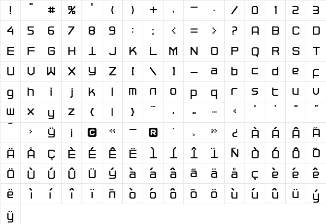 TRACEROUTE Regular font glyphpreview