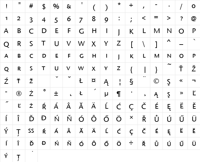 StoneSanSCItcTEEMed Regular font glyphpreview