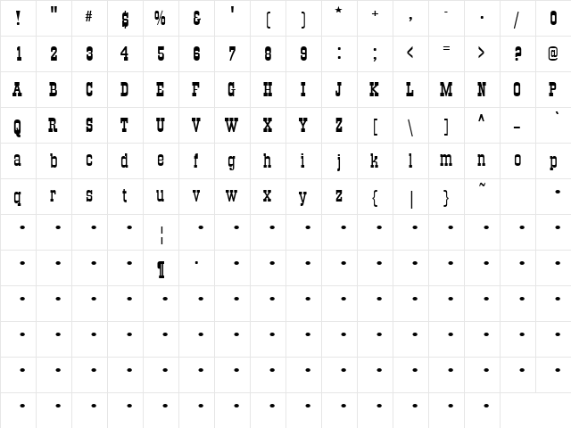 QTOKCorral-Ext Regular font glyphpreview