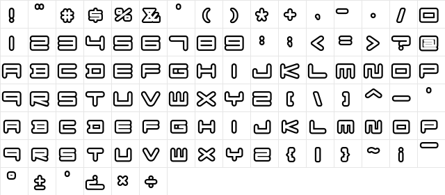 F-Zero GX Venue Font Outlines Regular font glyphpreview