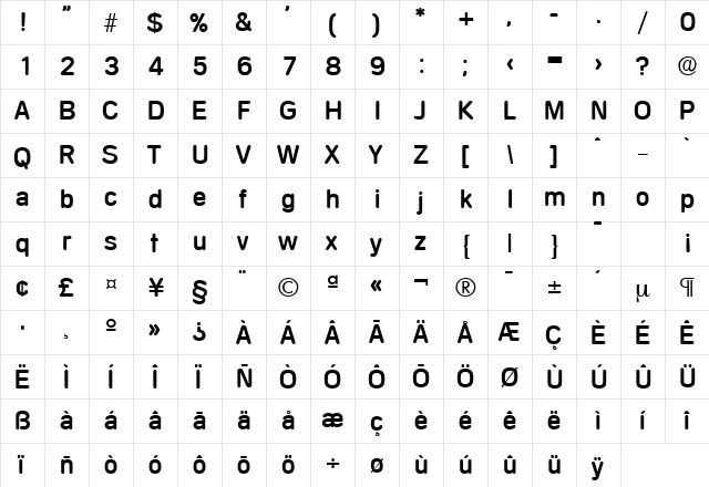 Mercedes-Serial DB Regular font glyphpreview