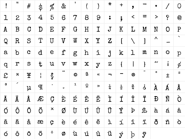 Special Elite Regular font glyphpreview