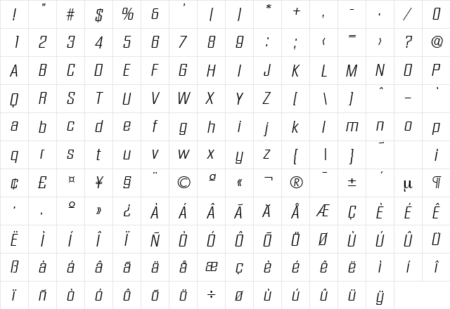Diamante-Serial-Light RegularItalic font glyphpreview