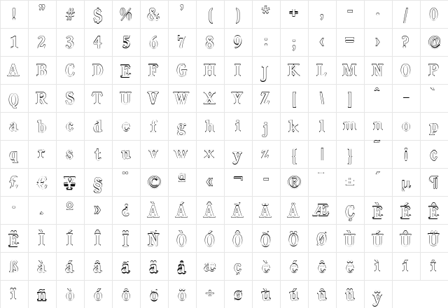 DanielBeckerOutline-Medium Regular font glyphpreview