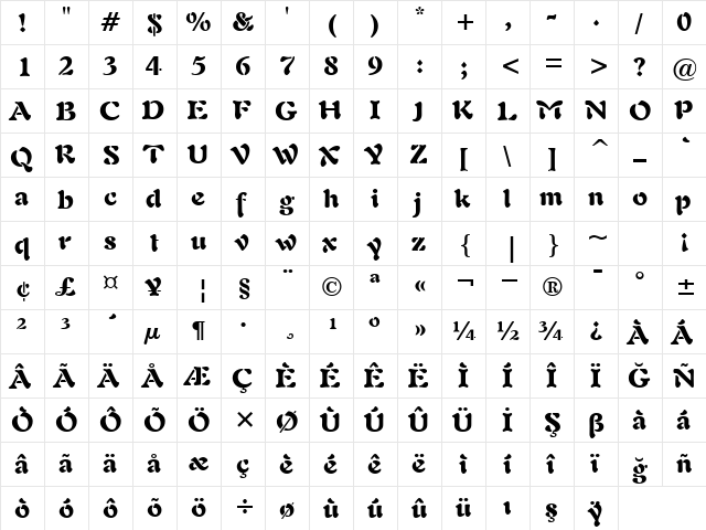 00555 Regular font glyphpreview