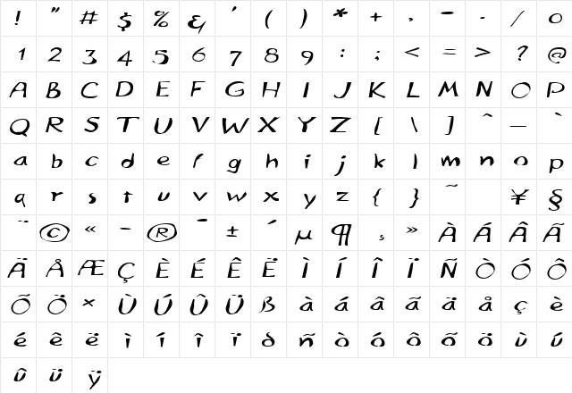 StonehengeExtended Italic font glyphpreview