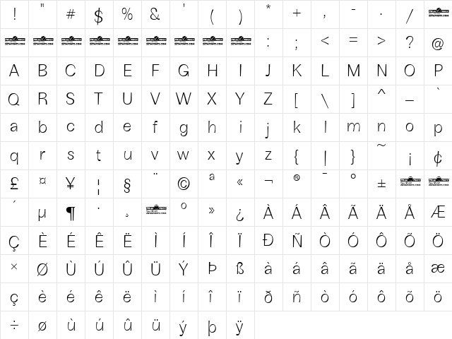 Boring Sans B Trial Light font glyphpreview