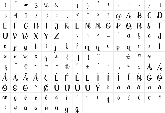 Qlinsey Regular font glyphpreview