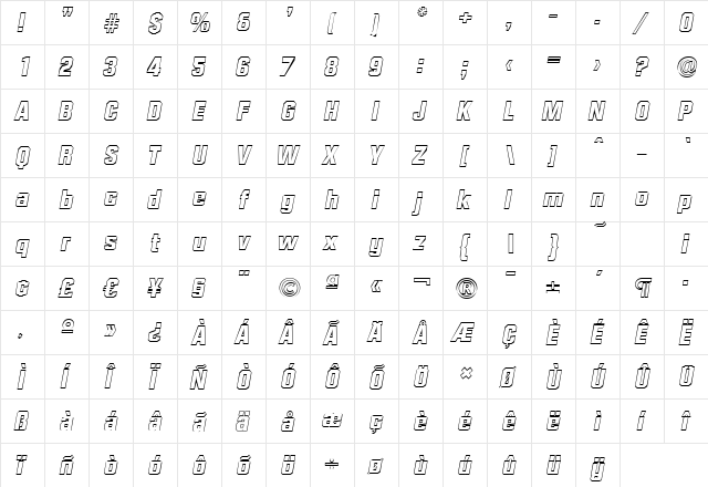 SeanBeckerOutline-ExtraBold Italic font glyphpreview
