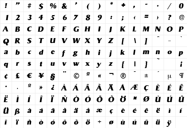 SigvarSerial-Heavy Italic font glyphpreview