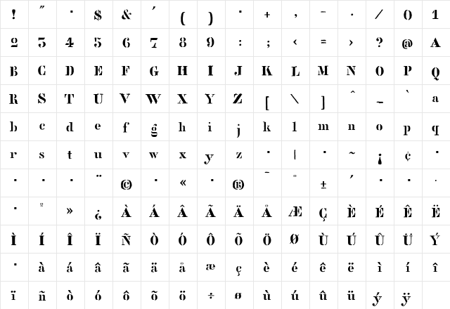 StencilFull Regular font glyphpreview