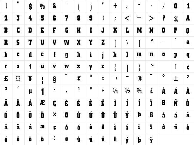 Borghs-Condensed Normal font glyphpreview