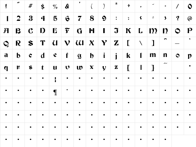 QTBeckman Regular font glyphpreview