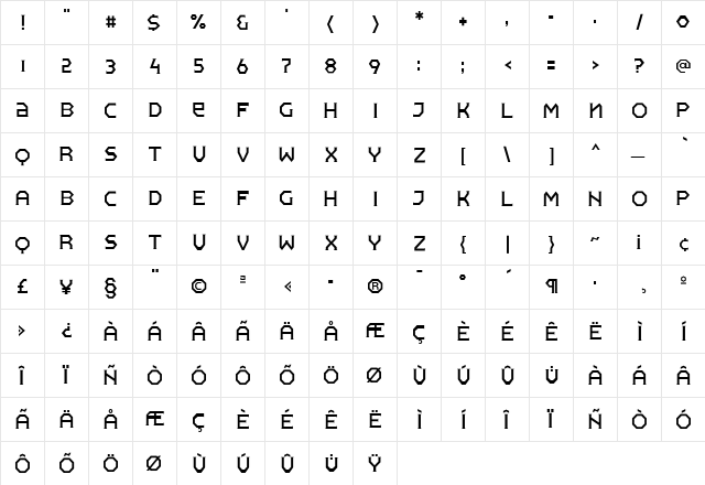 Pullman Thin font glyphpreview