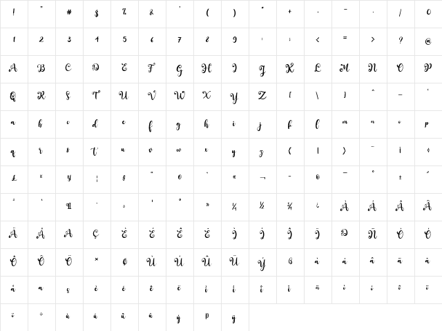 South Forest Regular font glyphpreview