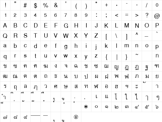 FixedDB ThaiText New Regular font glyphpreview