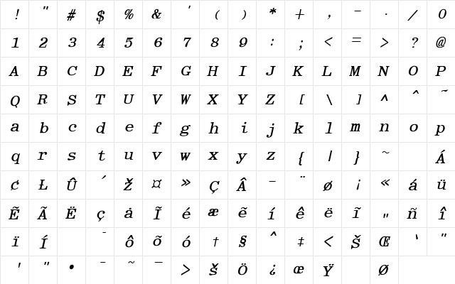 Elite-Xtra Regular font glyphpreview