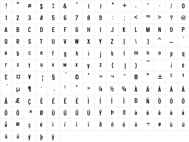 Snv Becker Reg Cond Regular font glyphpreview