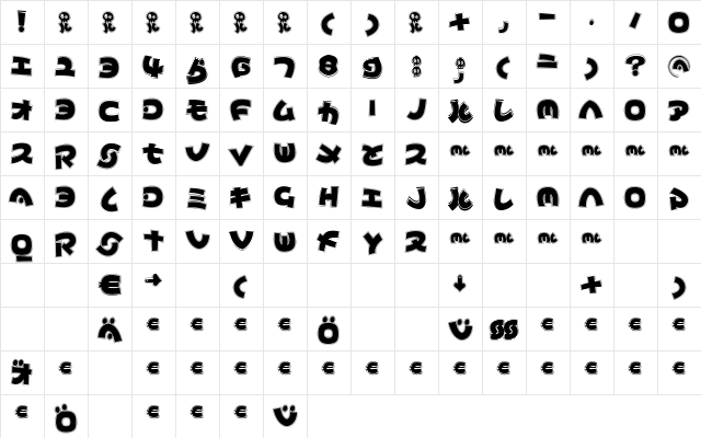 MyNipponContur Regular font glyphpreview