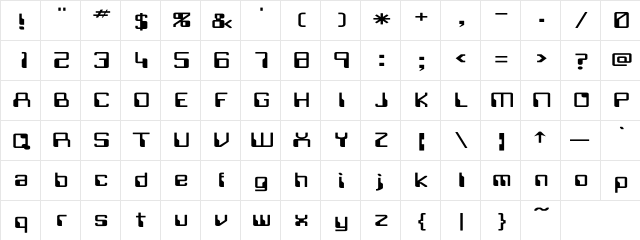 Future Ex Regular font glyphpreview