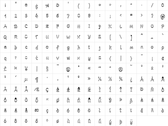Escript LT NarrowOutline Regular font glyphpreview